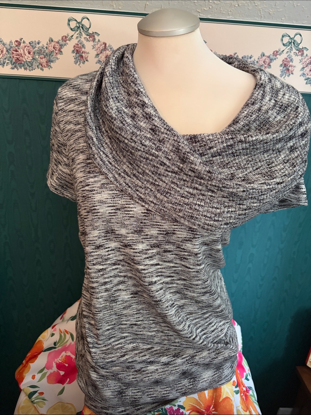 Apt. 9 Marled Black & White Cowl Neck Sweater